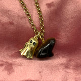 Bigger 14k yellow gold handsy little floaty ghost charm with hands