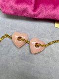 1 pair of pink opal hearts