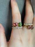 Perfect Match: 14k gold mismatched ring natural tourmaline