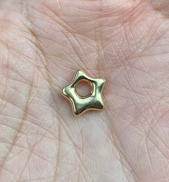 14k yellow gold small bb solid star wish upon a star pendant charm donut chubby fat